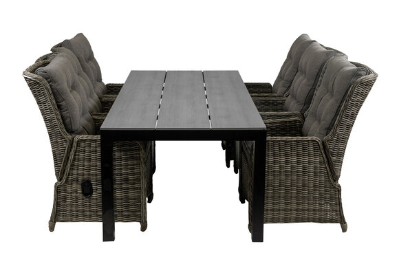 7-delige tuinset | 6 Dublin verstelbare stoelen (AG) | 225cm Cyprus tuintafel (Grey)