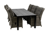 7-delige tuinset | 6 Dublin verstelbare stoelen | 225cm Cyprus tuintafel