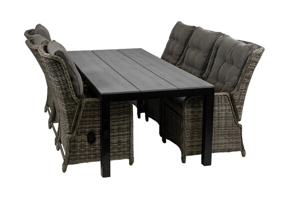 7-delige tuinset | 6 Dublin verstelbare stoelen (AG) | 225cm Cyprus tuintafel (Grey)