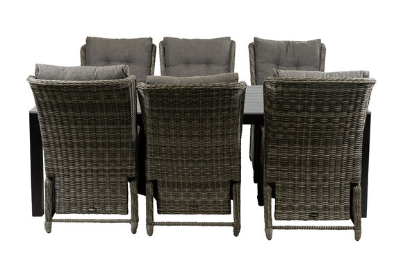 7-delige tuinset | 6 Dublin verstelbare stoelen (AG) | 225cm Cyprus tuintafel (Grey)