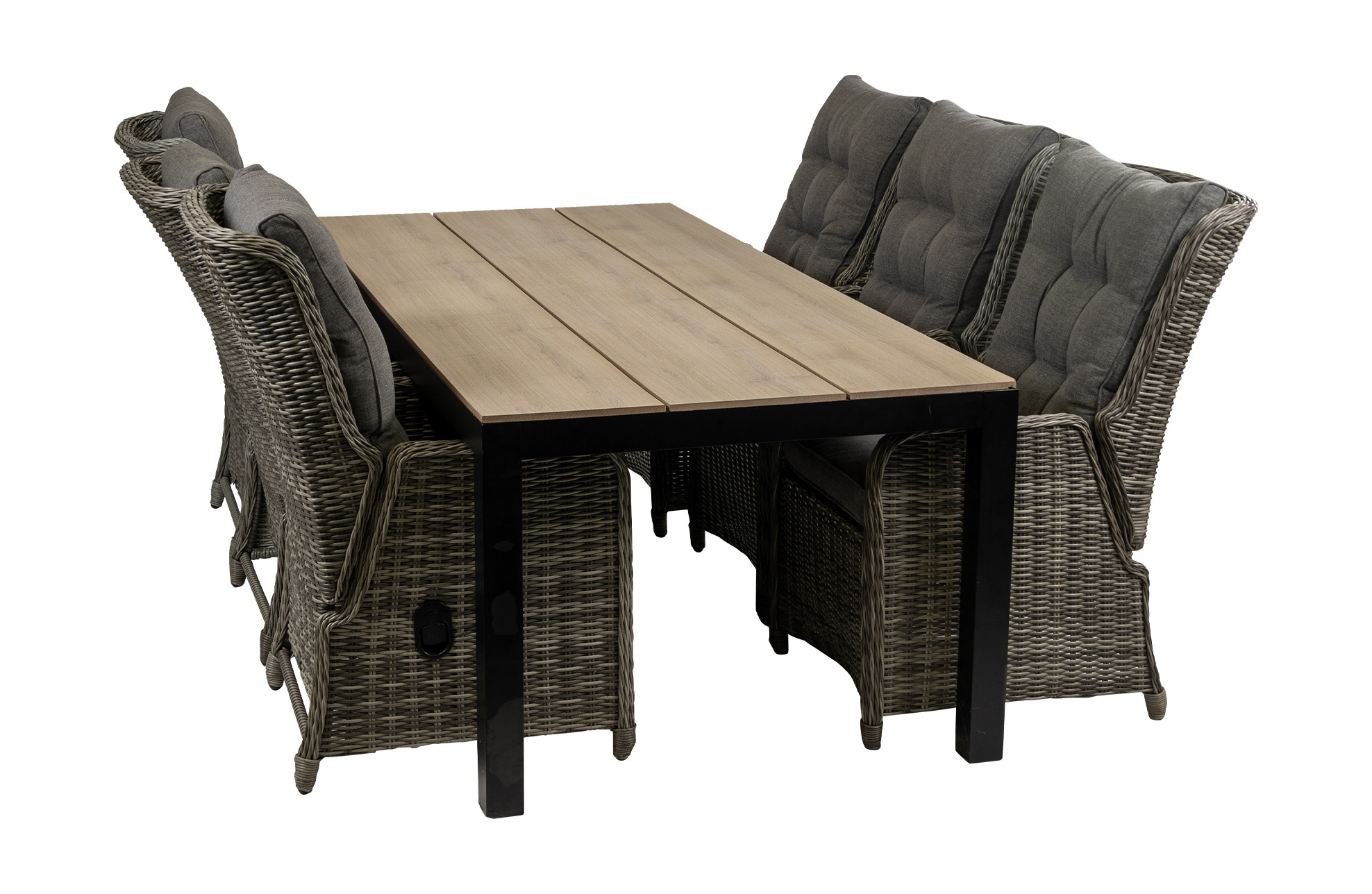 4 Seizoenen Tuinmeubelen 7-delige tuinset | 6 Dublin verstelbare stoelen (AG) | 225cm Cyprus tuintafel (Wood)