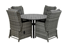 5-delige ronde tuinset | 4 Dublin verstelbare stoelen | ⌀120cm Cyprus tuintafel