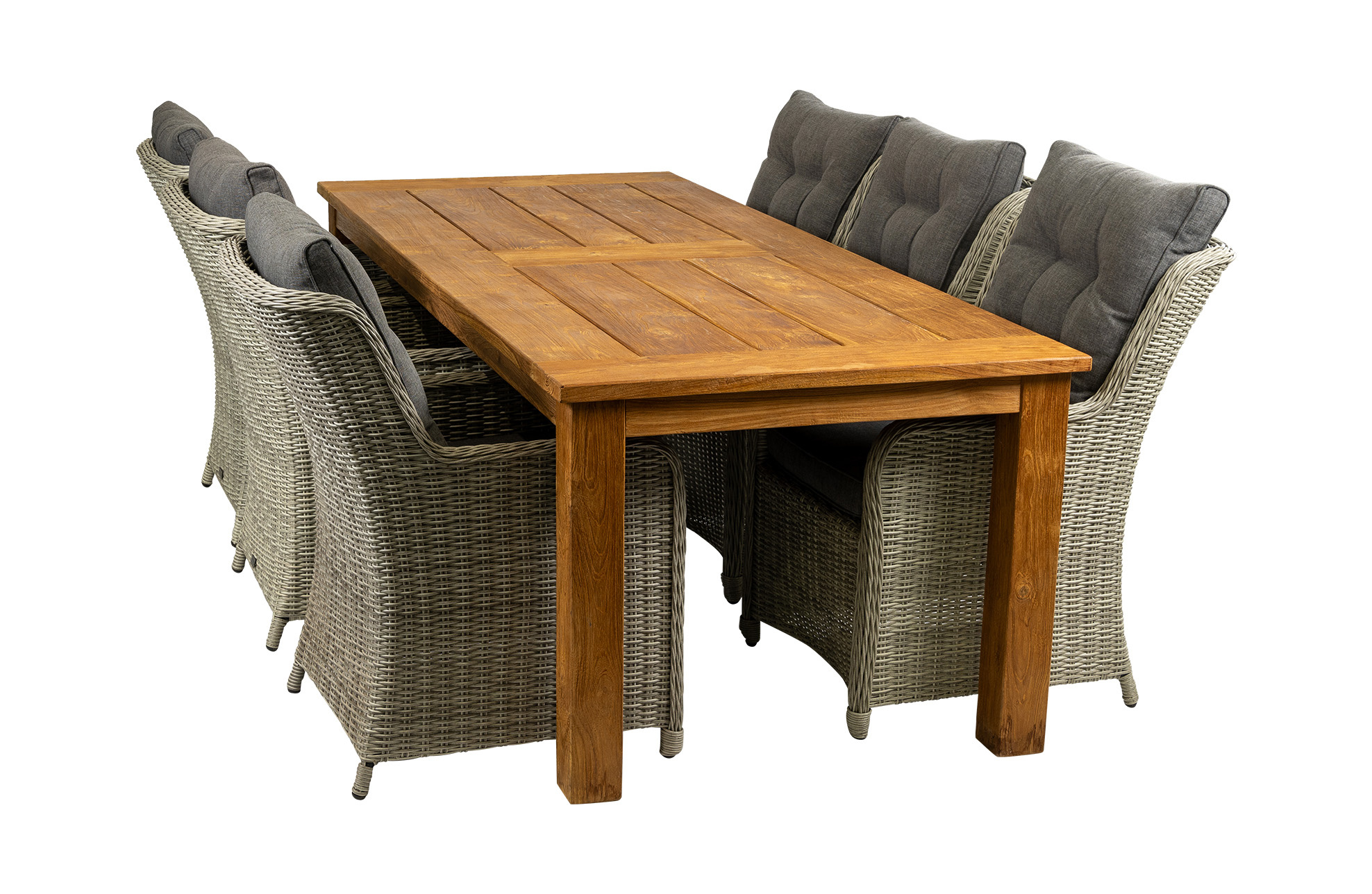 4 Seizoenen Tuinmeubelen 7-delige tuinset | 6 Dublin tuinstoelen (MG) | 240cm Ayra tuintafel (Teak)