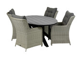 5-delige tuinset | 4 Dublin tuinstoelen | 180cm ovale Cyprus tuintafel