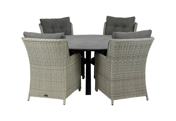 5-delige tuinset | 4 Dublin tuinstoelen (MG) | 180cm ovale Cyprus tuintafel (Grey)