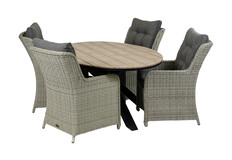 5-delige tuinset | 4 Dublin tuinstoelen | 180cm ovale Cyprus tuintafel