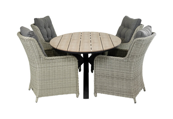 5-delige tuinset | 4 Dublin tuinstoelen (MG) | 180cm ovale Cyprus tuintafel (Wood)