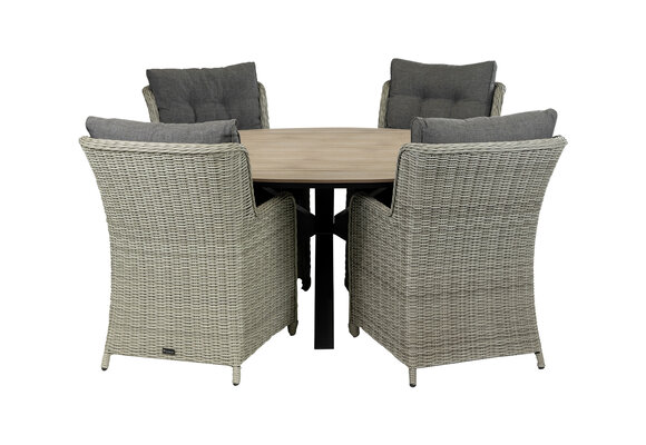 5-delige tuinset | 4 Dublin tuinstoelen (MG) | 180cm ovale Cyprus tuintafel (Wood)
