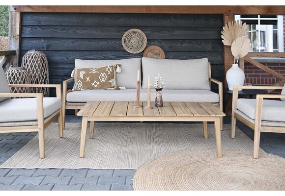 4x Loungestoel Felline + Loungetafel Felline | 120x60cm | Acaciahout