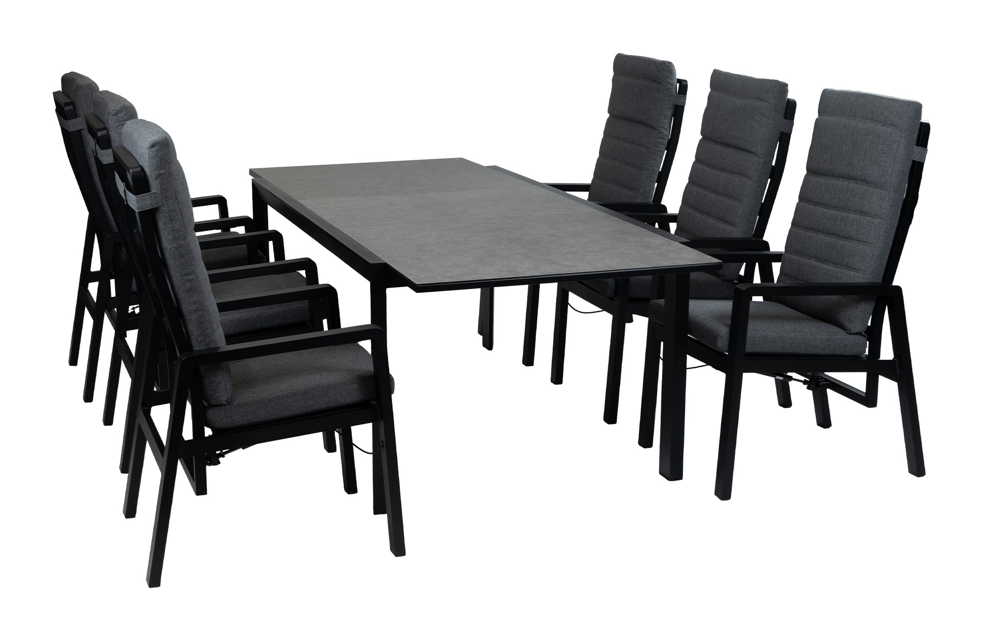 Normin 7-delige tuinset | 6 verstelbare Berlijn stoelen  | Uitschuifbare tuintafel Mallorca  180/240x100 cm