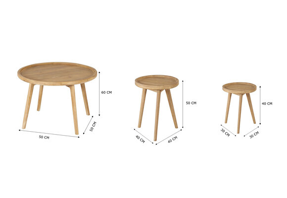 Bijzettafels San Jose | 3-delig | Acacia | Eurofar