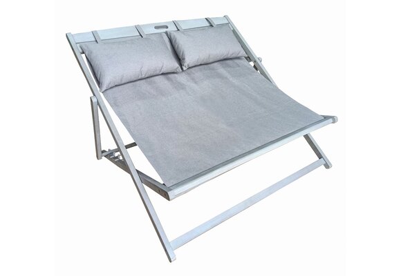 2-persoons Strandstoel Durham | Fossil Grey | Acacia | Eurofar