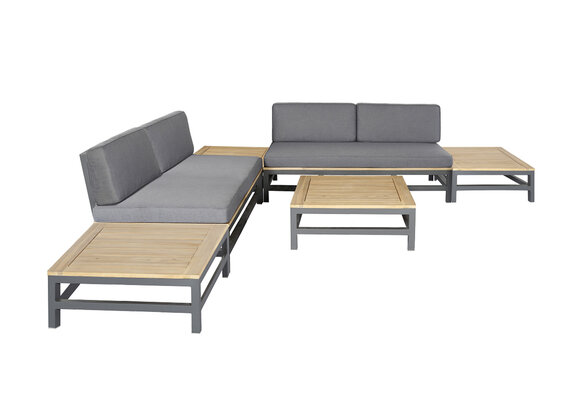 6-Delige loungeset Betis | Grijs | Acacia en Aluminium | Eurofar