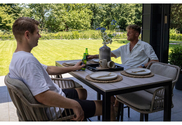 5-delige barset | 4 Isabel barstoelen Sand | Cyprus bartafel 150x75cm Wood