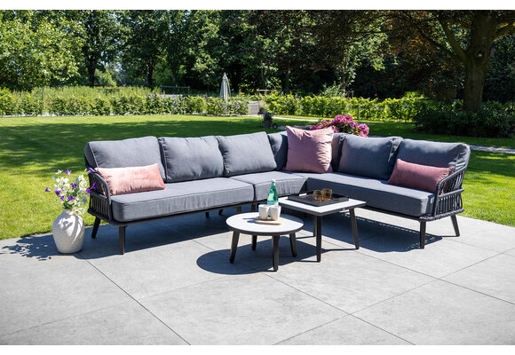 Hoek Loungebank Isabel | 3-delig | Black/Black  | Rope