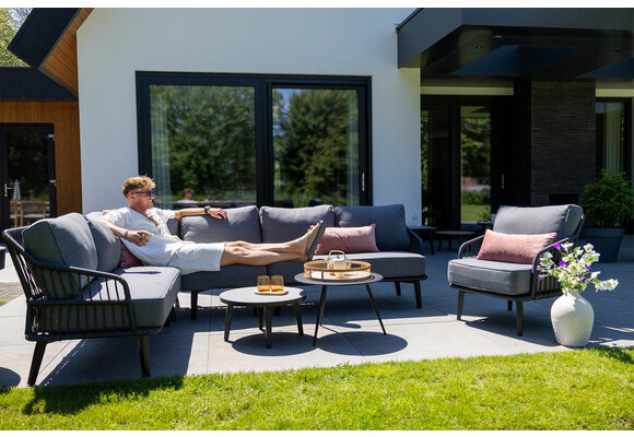 Hoek Loungebank Isabel | 3-delig | Black/Black  | Rope