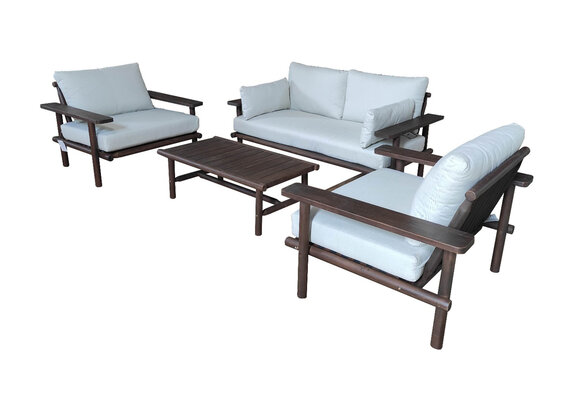 Stoel-Bank Loungeset Laruna | 4-delig | Acacia en Sand | Eurofar