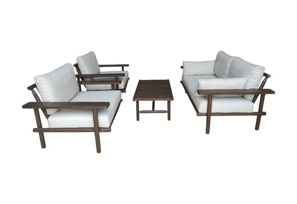 Stoel-Bank Loungeset Laruna | 4-delig | Acacia en Sand | Eurofar