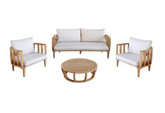 Stoel-Bank Loungeset Mataro | 4-delig | Acacia & Taupe | Eurofar