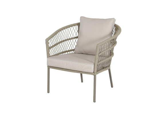 Stoel-Bank Loungeset Rennes | 3-delig | Olive Green | Aluminium & Rope | Eurofar