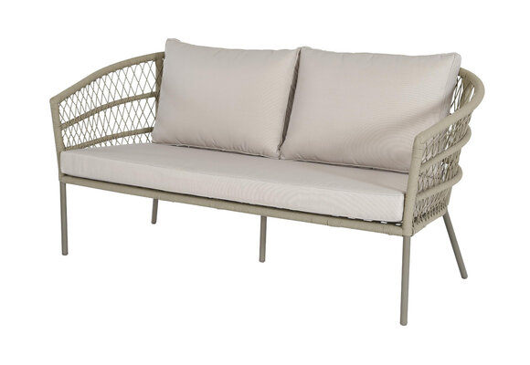 Stoel-Bank Loungeset Rennes | 3-delig | Olive Green | Aluminium & Rope | Eurofar
