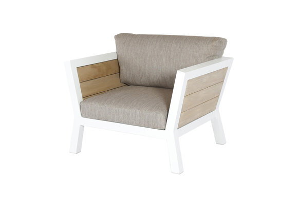 Loungestoel Valongo | White & Sand |  Aluminium & Acacia | Eurofar