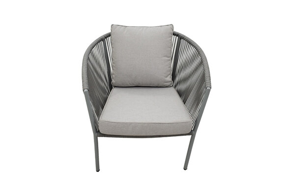 Stoel-Bank Loungeset Reims | 4-delig | Light Grey | Acacia & Rope | Eurofar