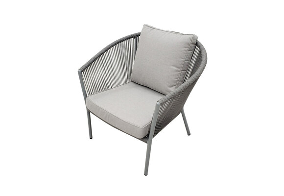 Stoel-Bank Loungeset Reims | 4-delig | Light Grey | Acacia & Rope | Eurofar