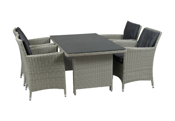 5-Delige tuinset | 4 Verone tuinstoelen Mystic Grey | Tuintafel Dublin 145x85cm Mystic Grey