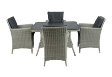 5-Delige tuinset | 4 Verone tuinstoelen | Tuintafel Dublin 115x115cm