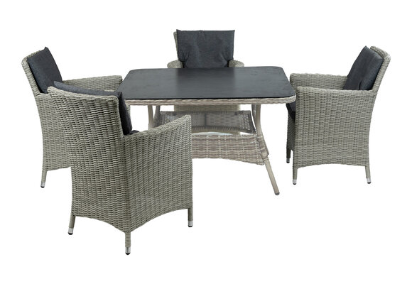 5-Delige tuinset | 4 Verone tuinstoelen Mystic Grey | Tuintafel Dublin 115x115cm Mystic Grey