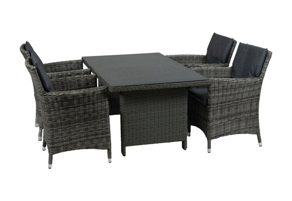 5-Delige tuinset | 4 Verone tuinstoelen Ash Grey | Tuintafel Dublin 145x85cm Ash Grey