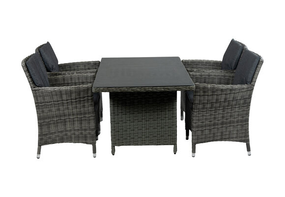 5-Delige tuinset | 4 Verone tuinstoelen Ash Grey | Tuintafel Dublin 145x85cm Ash Grey