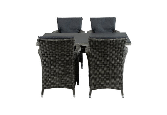 5-Delige tuinset | 4 Verone tuinstoelen Ash Grey | Tuintafel Dublin 145x85cm Ash Grey
