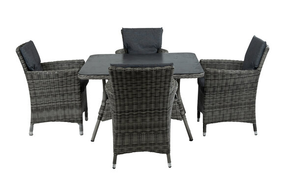 5-delige tuinset | 4 Verone tuinstoelen Ash Grey | Tuintafel Dublin 115x115cm Ash Grey