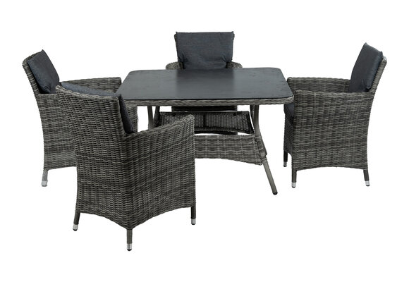 5-delige tuinset | 4 Verone tuinstoelen Ash Grey | Tuintafel Dublin 115x115cm Ash Grey