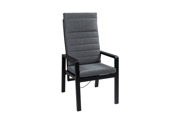 7-delige tuinset | 6 verstelbare Berlijn tuinstoelen (Black) | Tuintafel Malta 220x100cm (Black)