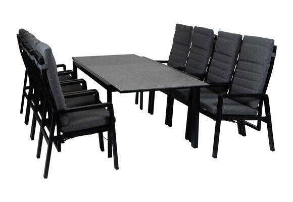 7-delige tuinset | 6 verstelbare Berlijn stoelen  | Uitschuifbare tuintafel Mallorca  180/240x100 cm