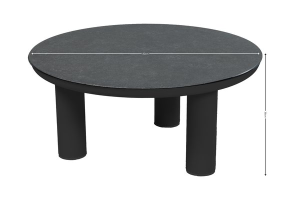 Loungetafel Capri 80øcm | Matt Black & Grey