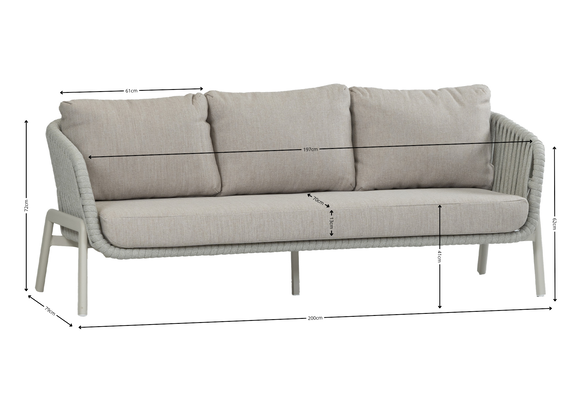 Stoel-Bank Loungeset Porto | 3-persoonsbank | Naturel