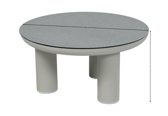 Loungetafel Porto 60øcm | Naturel & Ceramic Brono