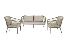 Stoel-Bank Loungeset Rennes | 3-delig | Olive Green | Aluminium & Rope | Eurofar