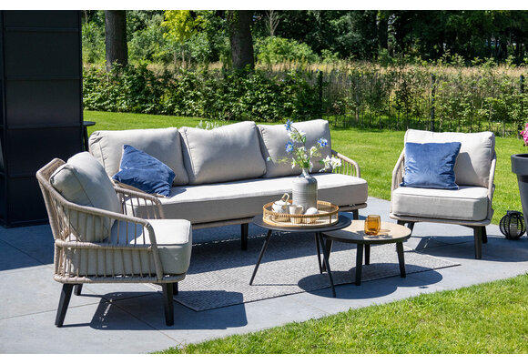 Isabel Loungeset | 3-persoons Loungebank + 2 Loungestoelen | Sand | Rope