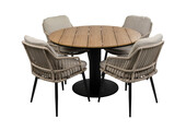 5-delige ronde tuinset | 4 Isabel tuinstoelen | ø120cm Tower tuintafel