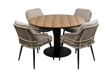 5-delige ronde tuinset | 4 Isabel tuinstoelen | ø120cm Tower tuintafel