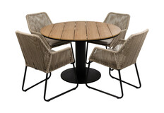 5-delige ronde tuinset | 4 Mona tuinstoelen | ø120cm Tower tuintafel