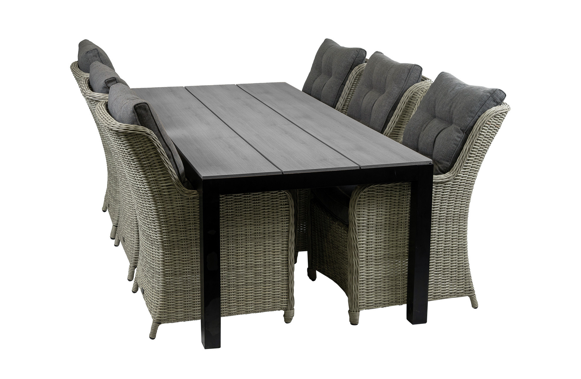 4 Seizoenen Tuinmeubelen 7-delige tuinset | 6 Dublin tuinstoelen (MG) | 225cm Cyprus tuintafel (Grey)