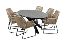 7-delige tuinset | 6 Mona tuinstoelen | 220cm ovale Cyprus tuintafel