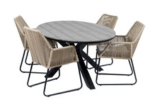 5-delige tuinset | 4 Mona tuinstoelen | 180cm ovale Cyprus tuintafel