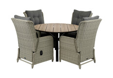 5-delige ronde tuinset | 4 Dublin verstelbare stoelen | ⌀120cm Cyprus tuintafel